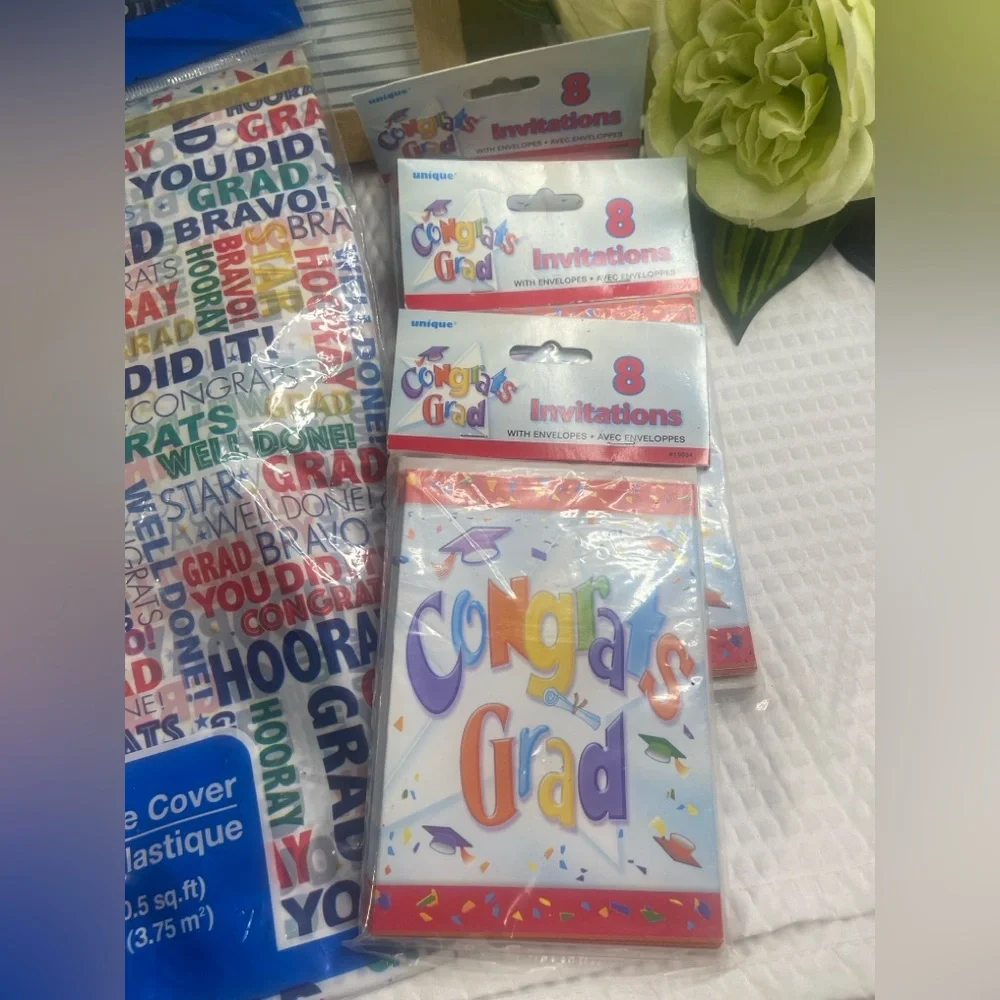 Graduation Party Decorations Bundle Congrats 24 Invitations Banner Table Cover